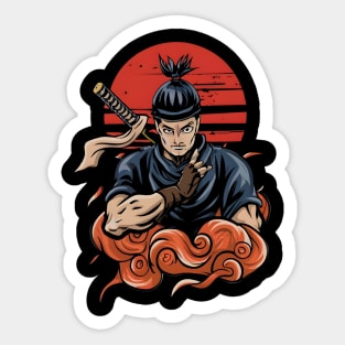 Japanese Ninja Warrior Martial Arts Retro Manga Sticker